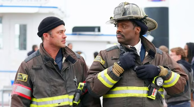 Severide and boden in uniform on a job in chicago fire