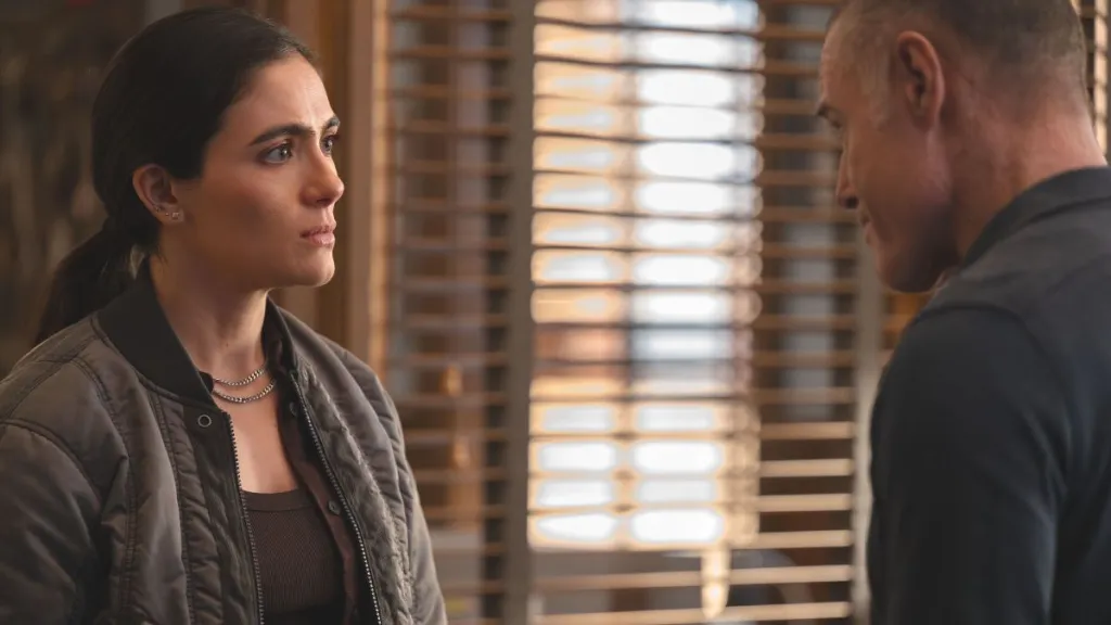 Arienne Mandi as Eva Imani and Jason Beghe as Hank Voight in Chicago PD season 13 episode