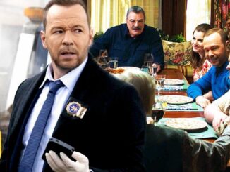 Danny donnie wahlberg at a crime scene in blue bloods while the cast has dinner in one scene