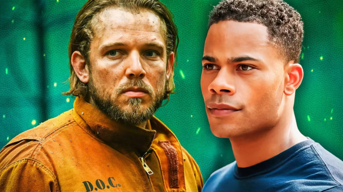 Max thieriot as bode leone and jordan calloway as jake crawford in fire country
